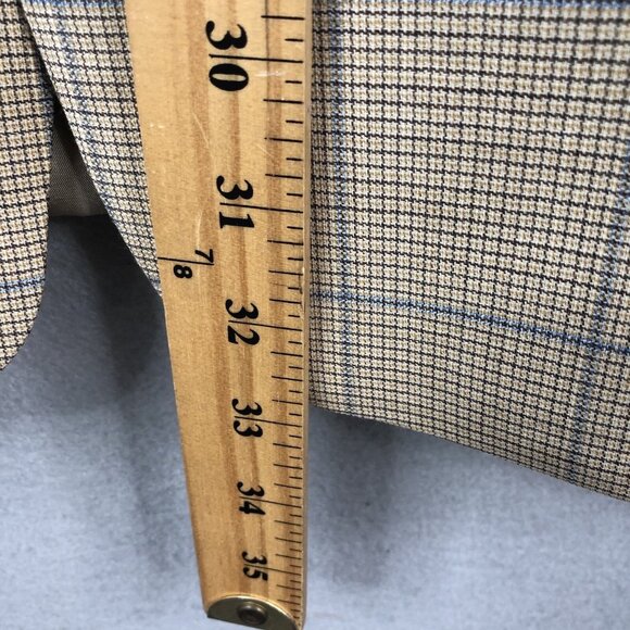 Emernegildo Zegna Sport Coat Mens 44R Tan Blue Plaid Windowpane Wool Academi - Picture 6 of 16